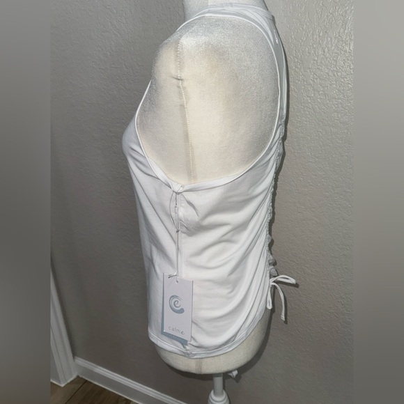 NWT JOHNNY WAS CALME Women's White Sleeveless racer back tank Top - Picture 2 of 10